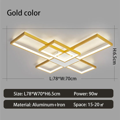 Luces Led de techo modernas para sala de estar, dormitorio, lustre, decoración del hogar, luz de techo regulable, accesorios de lámpara de techo negro/dorado