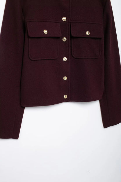 Chaqueta de Otoño Invierno para mujer, abrigos informales con cuello redondo, mangas largas, bolsillos, botones, chaquetas nuevas de un solo pecho, ropa para mujer