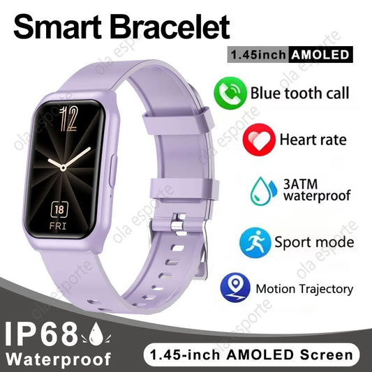For Women Men Smart Watch AMOLED Display Health Heart Rate Monitoring Bluetooth Call IP68 Waterproof Outdoor Sports Smart Bracelet