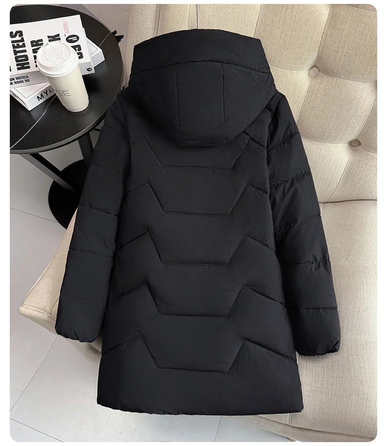 Chaqueta de plumón de longitud media para mujer, de alta gama, gruesa, cálida y elegante, estilo coreano, para el invierno, c...