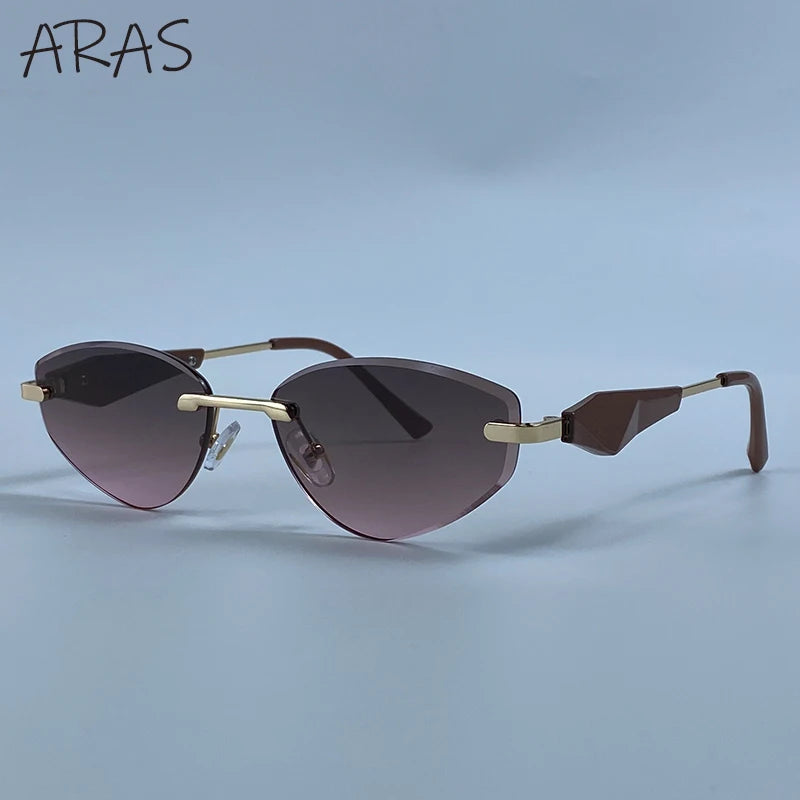 Gafas de Y2K Punk sin montura de ojo de gato, gafas 2026 de diseño de lujo irregulares sin marco, gafas de mujer, gafas de fiesta de moda