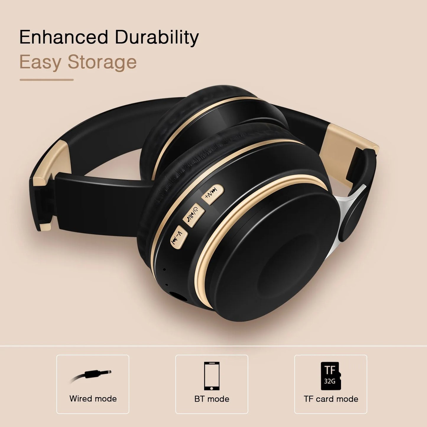 Auriculares Inalámbricos Bluetooth 2026, Auriculares Estéreo con Diadema, Soporte para Tarjeta SD y Micrófono para iPhone, Samsung y Tabletas