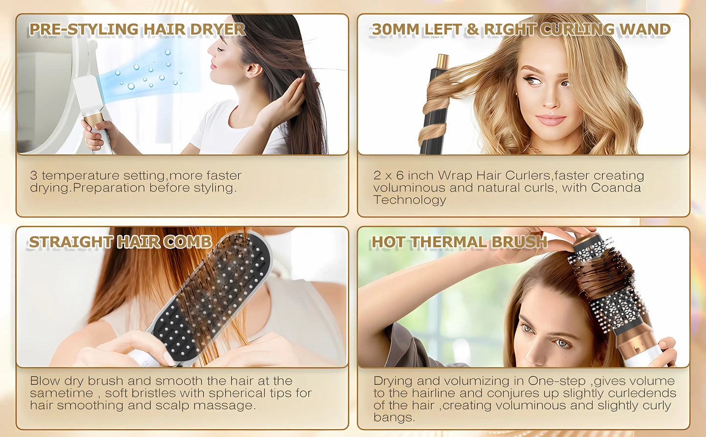 Secador de pelo profesional 5 en 1, peine de aire caliente, rizador para Dyson Airwrap, herramienta de estilismo, alisador de pelo, herramienta de peluquería