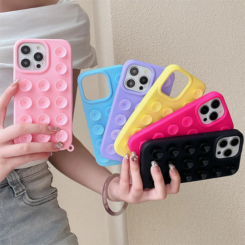 Funda de teléfono de silicona suave con ventosa para iPhone 16 Pro Max 17 13 14 11 12 15 Pro Max Plus antideslizante a prueba de golpes cubierta de Color caramelo