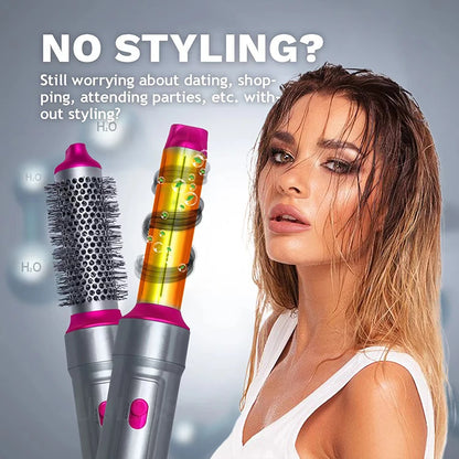 Secador de pelo 5 en 1, peine eléctrico para el cabello, cepillo rizador recto de iones negativos, secador de pelo, peine de aire, Kit de cepillo extraíble, herramienta.