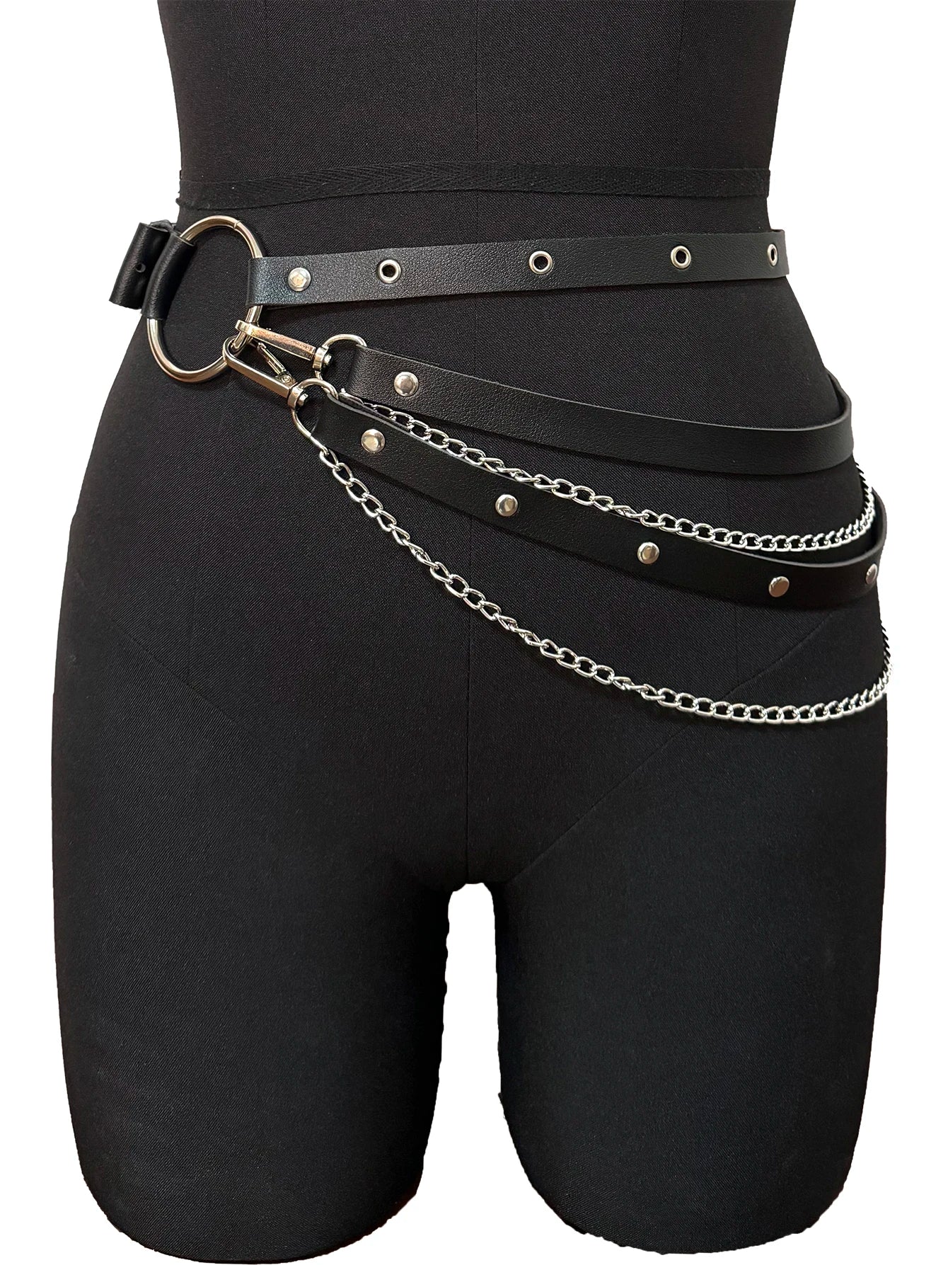 Cinturón de Cuero PU Ajustable para Mujer, Cadena Corporal Sexy, Arnés de Cintura, Cadena de Vientre Gótica, Accesorio de Joyería para Festivales para Chicas.