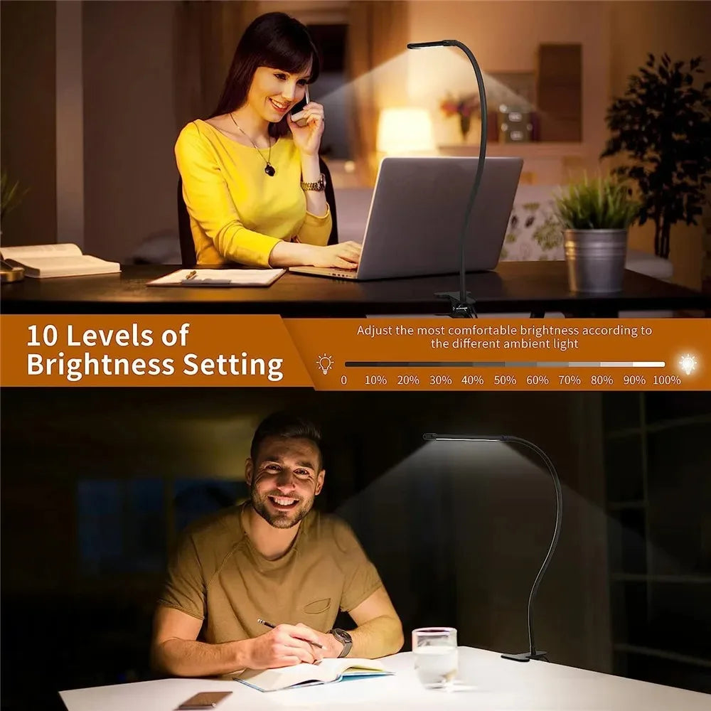 Lámpara de escritorio con Clip Led de un solo cabezal, lámparas de mesa de ordenador regulables, Monitor, luz de arquitecto, lámpara de mesa para luces de lectura de oficina