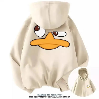 Sudadera con capucha de gran tamaño con diseño de pato de dibujos animados para hombre y mujer, Top informal cálido para deportes al aire libre diarios, Otoño e Invierno