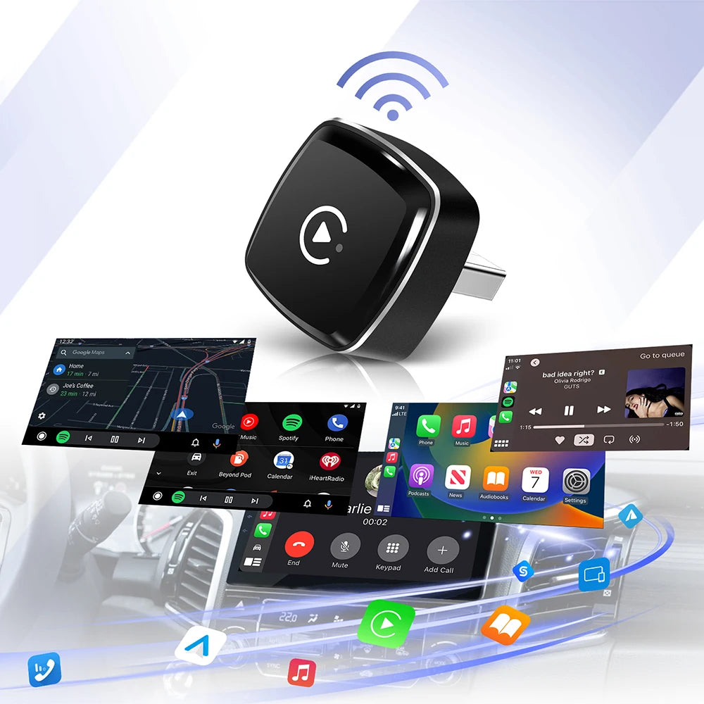 Nuevo adaptador 2 en 1 Mini CarPlay Box con cable a CarPlay inalámbrico Android Auto Smart Box Bluetooth conectar Plug & Play para 98% de coches