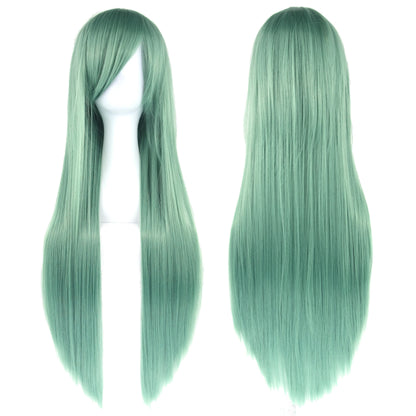 Soowee 80cm Synthetic Hair Wigs, White and Purple Cosplay Wigs, Black Straight Hair Wig for Party, Women's Wig.