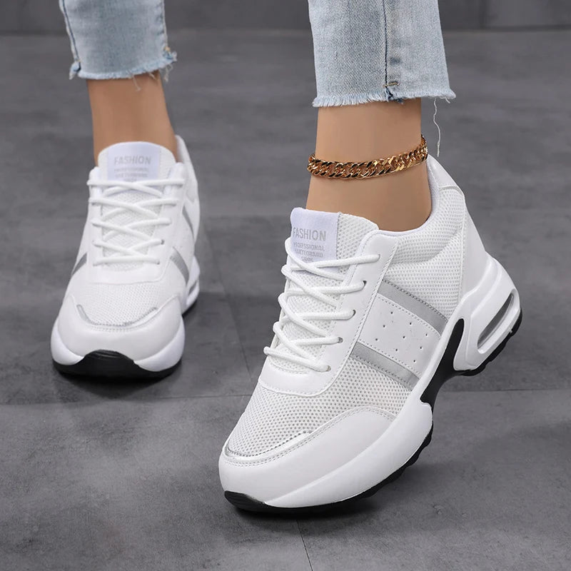 Fashion Platform Women's Shoes, Invisible Height Increasing Casual Shoes, Breathable Air Cushion Walking Travel Shoes