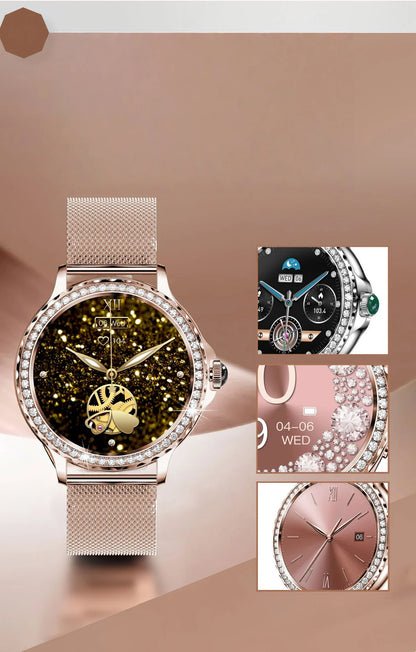 Reloj inteligente de moda para mujer NX19 llamada bluetooth pulsera deportiva inteligente IP68 reloj impermeable con diamantes