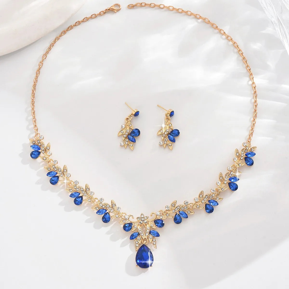 3 Pcs New Fashion Necklace Sets for Women Water Drop Necklace Choker Pendant Jewelry Set for Prom Birthday Wedding Bridal