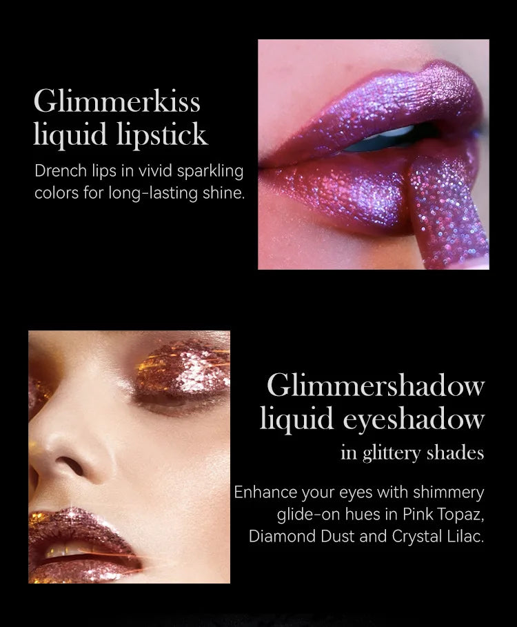 Lápiz labial con purpurina de 7 colores, resistente al agua, de larga duración, diamante nacarado, metálico, brillo de labios negro, maquillaje de labios para mujer, cosmético