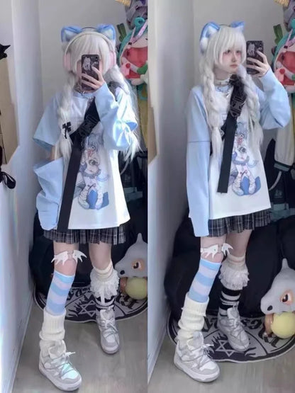Ropa japonesa para mujer con mangas extraíbles, camisetas de manga corta y larga, ropa femenina de los años 2026