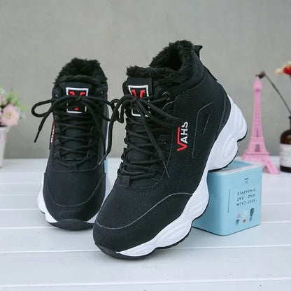 New Women's Thick-Soled Winter Sneakers, Warm Velvet Cotton Shoes, Height-Increasing Non-Slip Platform Shoes, Women's Snow Boots
