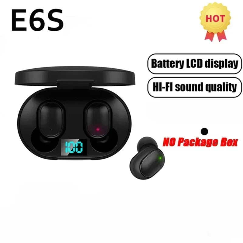 E6S TWS Bluetooth Wireless Headphones Bluetooth Earphones Wireless Earbuds Noise Cancelling Headphones with Microphone