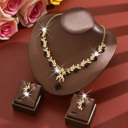3 Pcs New Fashion Necklace Sets for Women Water Drop Necklace Choker Pendant Jewelry Set for Prom Birthday Wedding Bridal