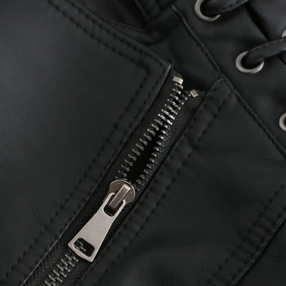 Chaqueta de cuero sintético para mujer, abrigo corto ajustado con cuello levantado y cremallera, ropa de calle para motorista, novedad de primavera y otoño.