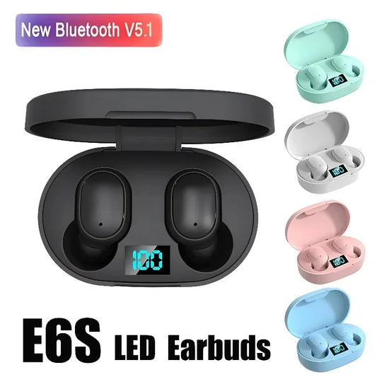 E6S TWS Wireless Sports Waterproof Earbuds Bluetooth 5.0 Stereo Headphones with Microphone for iPhone Xiaomi Vivo Oppo