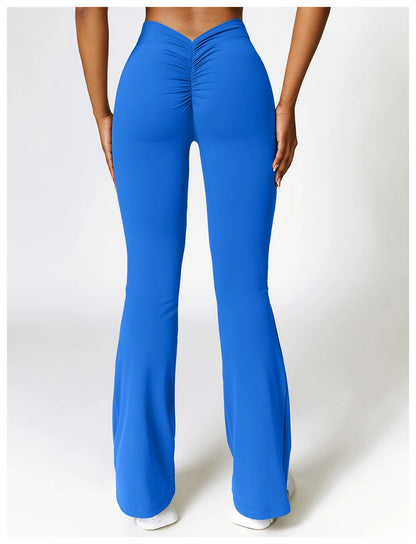 Women's V-shaped Yoga Pants, Flared Leggings, High-Waisted Wide-Leg Pants, Sports Flared Pants for Gym and Fitness, Dance Pants.