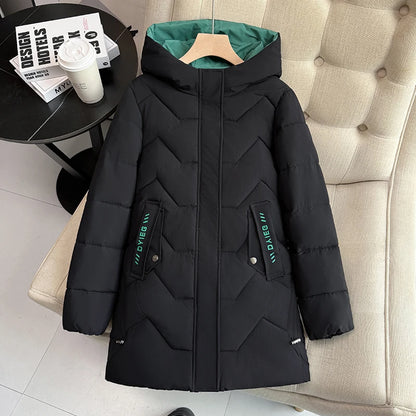 Chaqueta de plumón de longitud media para mujer, de alta gama, gruesa, cálida y elegante, estilo coreano, para el invierno, c...