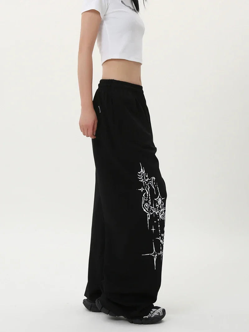 Street Dance Trendy Brand Jazz Dance Pants, American Retro Street Loose Sweatpants for Women, Hip Hop Dance Sweatpants