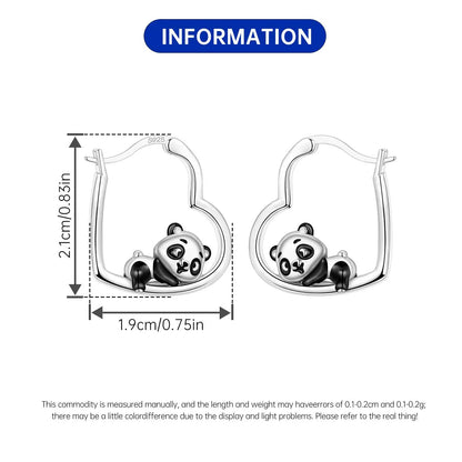 Pendientes de aro de bambú para mujer, de Plata de Ley 925 originales, con bonito Panda, joyería fina, regalos de fiesta de cumpleaños
