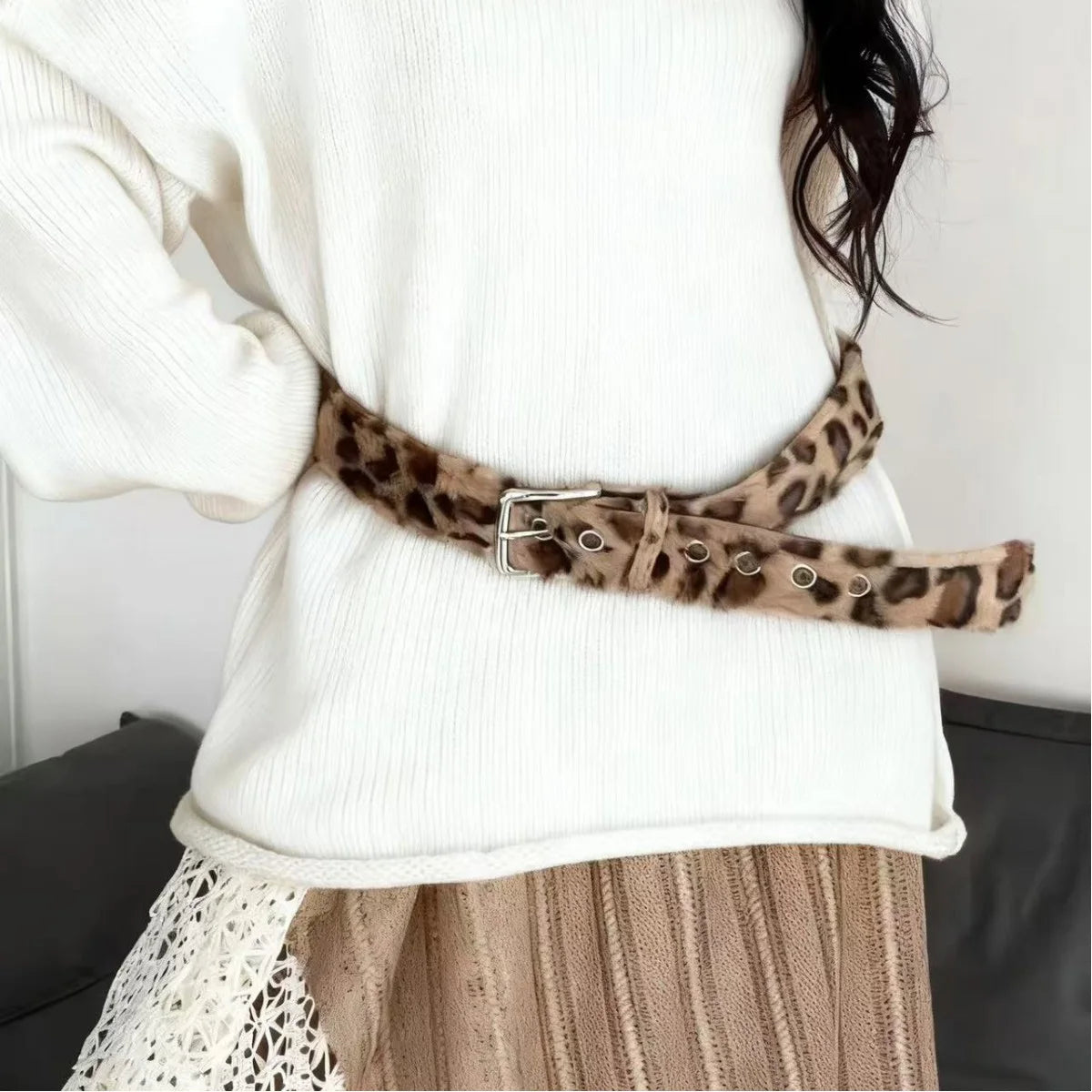 Women's Gothic Y2K Belts, Fashion Artificial Vivid Animal Leather Waistband, Hip Hop Punk Accessories, Pink Denim Waistband for Winter.