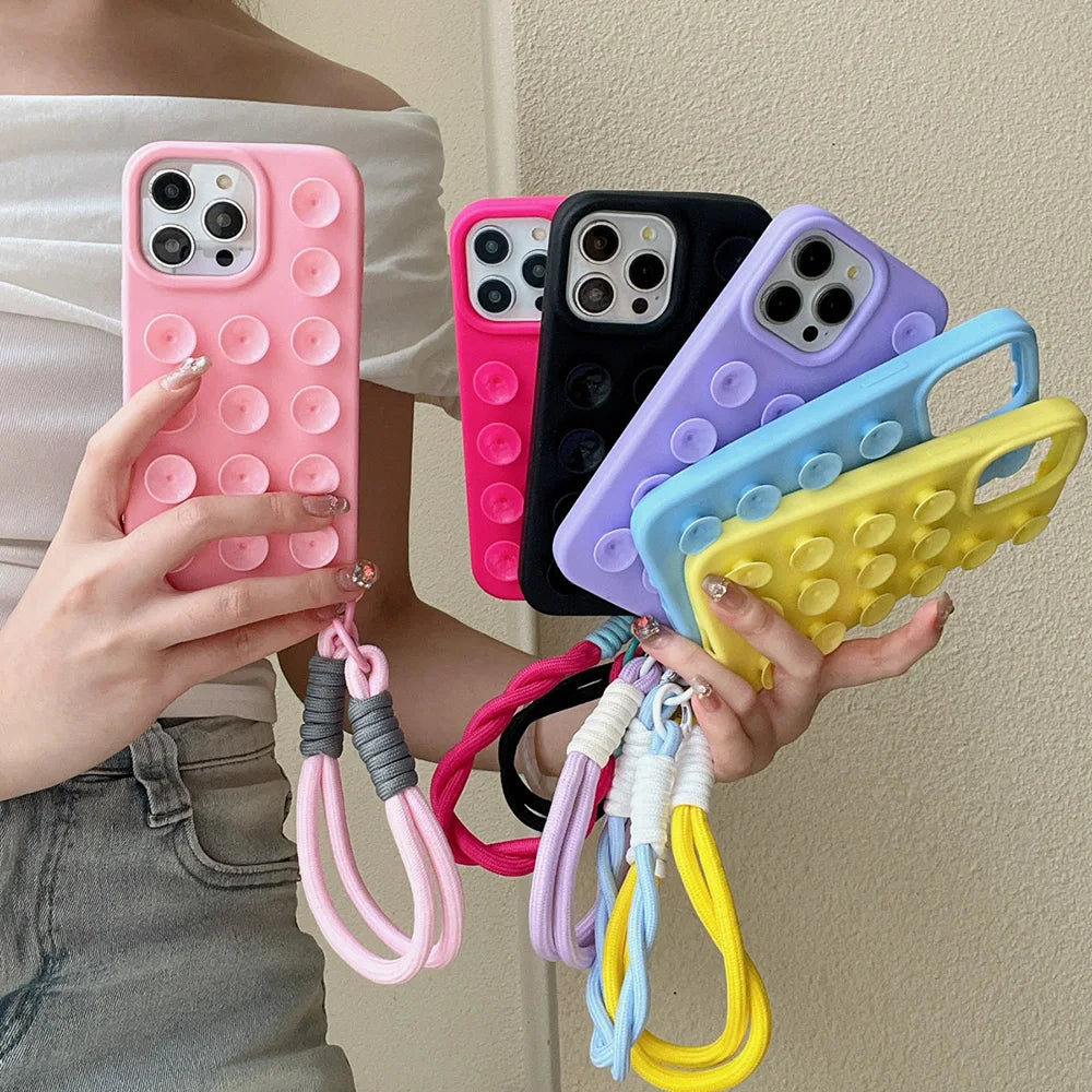 Funda de teléfono de silicona suave con ventosa para iPhone 16 Pro Max 17 13 14 11 12 15 Pro Max Plus antideslizante a prueba de golpes cubierta de Color caramelo